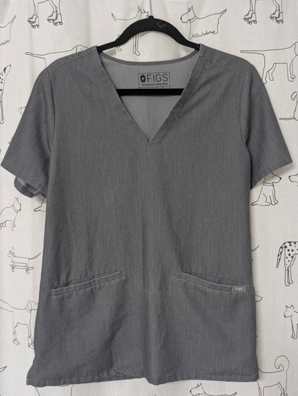 Figs Casma Three Pocket Scrub Top Gray Womens M Technical Collection Healthcare